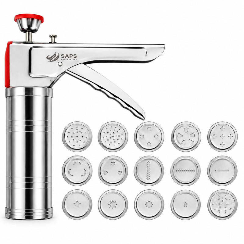 Kitchen Press Sev Sancha Machine | Murukku Maker | Chakli Maker | Idiyappam Press | Sev Bhujiya Gathiya Maker | Stainless Steel Snacks Maker for Farsan Namkeen Noodles Cookies