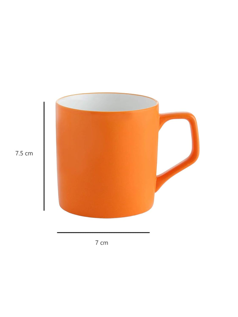 Clay Craft Fine Ceramic Solid Orange and Yellow Coffee Mugs Set of 4 Perfect for Your Modern Kitchen and for Gifting Purpose- Multi