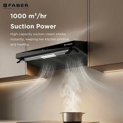 Faber Ruby Ductless 60cm 1000m³/hr Baffle Filter Chimney | LED Lighting | Touch Control | 8 Yr Motor, 2 Yr Comprehensive