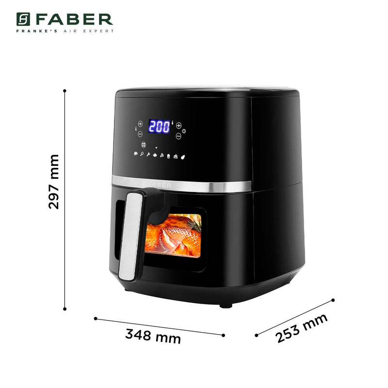 Faber 6L 1500W Digital Air Fryer | Fry, Bake, Roast, Toast, Defrost, Grill & Reheat | 85% Less Oil, 360° Air Cooking | 8