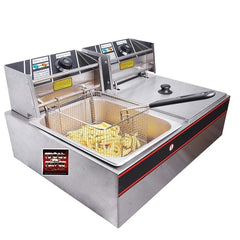 Electric Deep Fat Fryer Machine 6+6 Ltrs – Dual Basket, Adjustable Temperature, Stainless Steel, Ideal for Home & Commercial Use, Quick & Even Frying