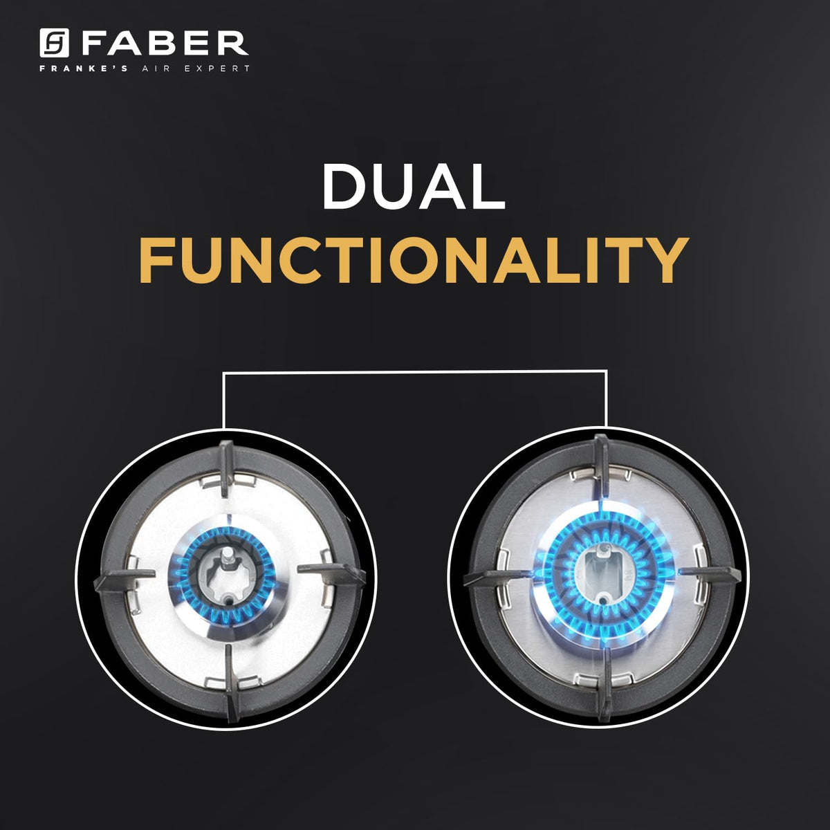 Faber Hob 4 Burner | Auto-Ignition | Spillage Proof | HOB SUPERIA HT764 BR AI N |Metal Knobs | Pan Support | Black Glass