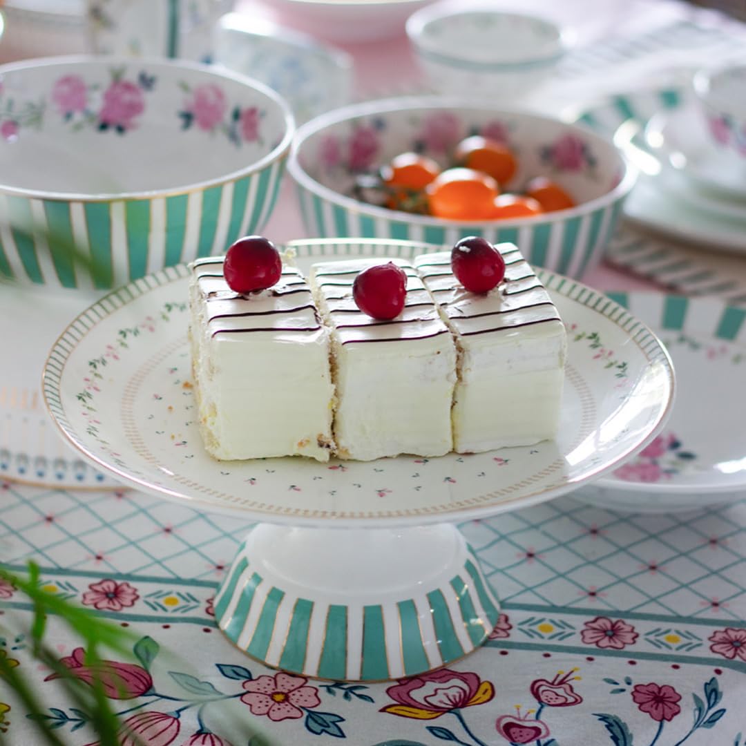 Magique by The Wishing Chair x ClayCraft : Portrait of a Rose Ceramic Cake Stand | 10 Inch Floral Pedestal for Cakes Cupcakes Desserts | Elegant Serving Stand for Parties Weddings Home