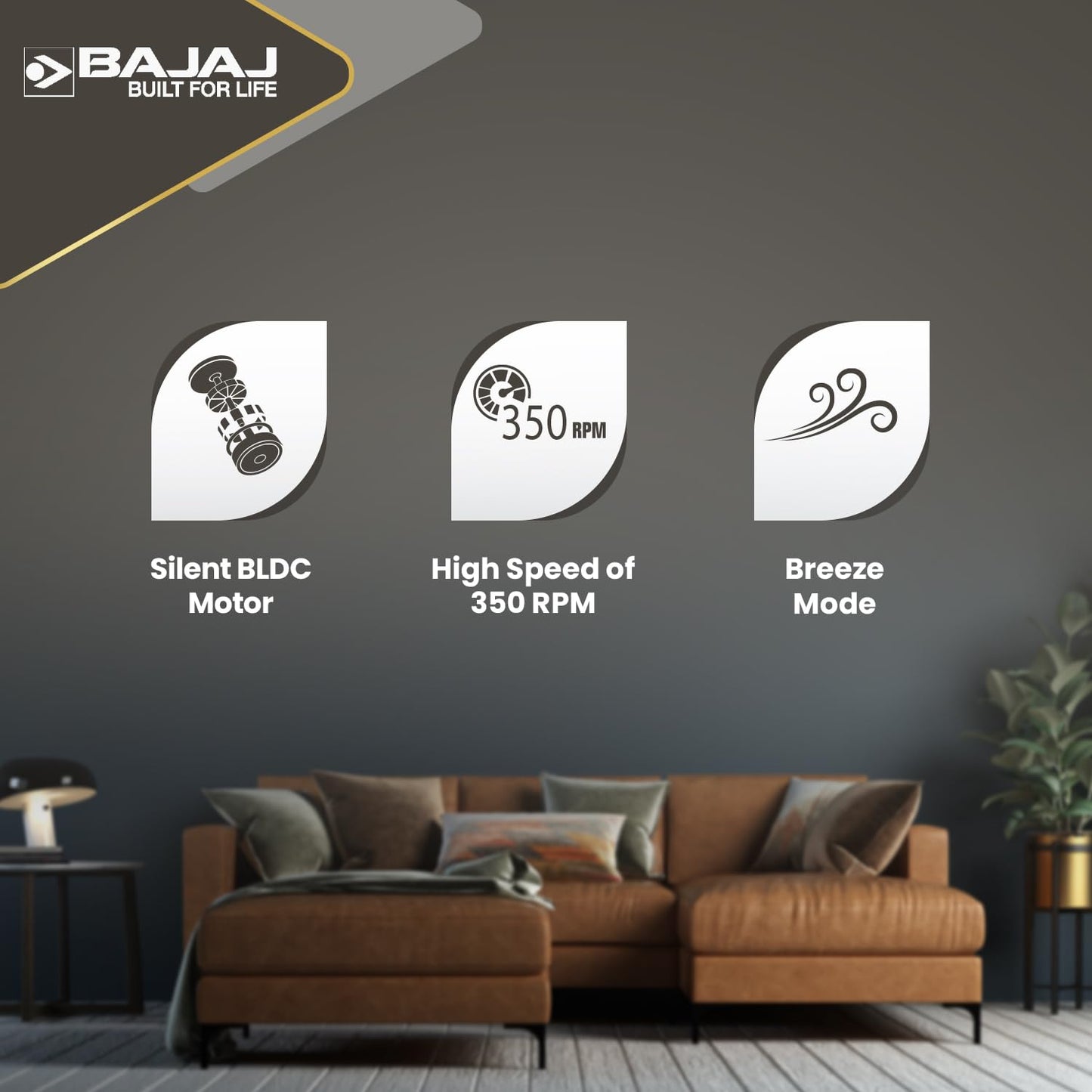 Bajaj Energos 12DC5R 1200 mm Silent BLDC Ceiling Fan|5-StarRated Energy Efficient Ceiling Fans for Home|Remote Control|Upto 65% Energy Saving|High Speed|Silent Operation|2-Yr Warranty Ivory