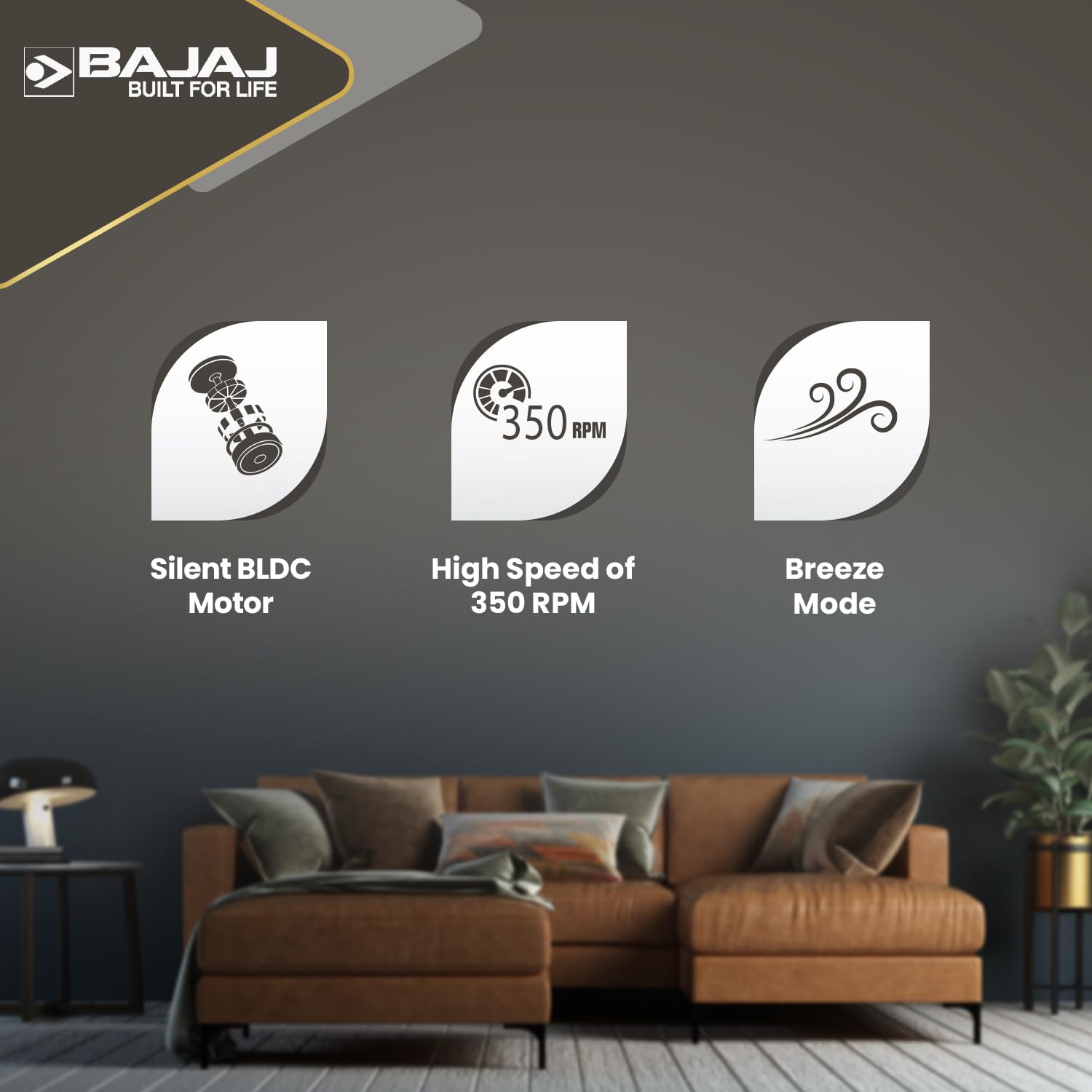 Bajaj Energos 12DC5R 1200 mm Silent BLDC Ceiling Fan|5-StarRated Energy Efficient Ceiling Fans for Home|Remote Control|Upto 65% Energy Saving|High Speed|Silent Operation|2-Yr Warranty Ivory