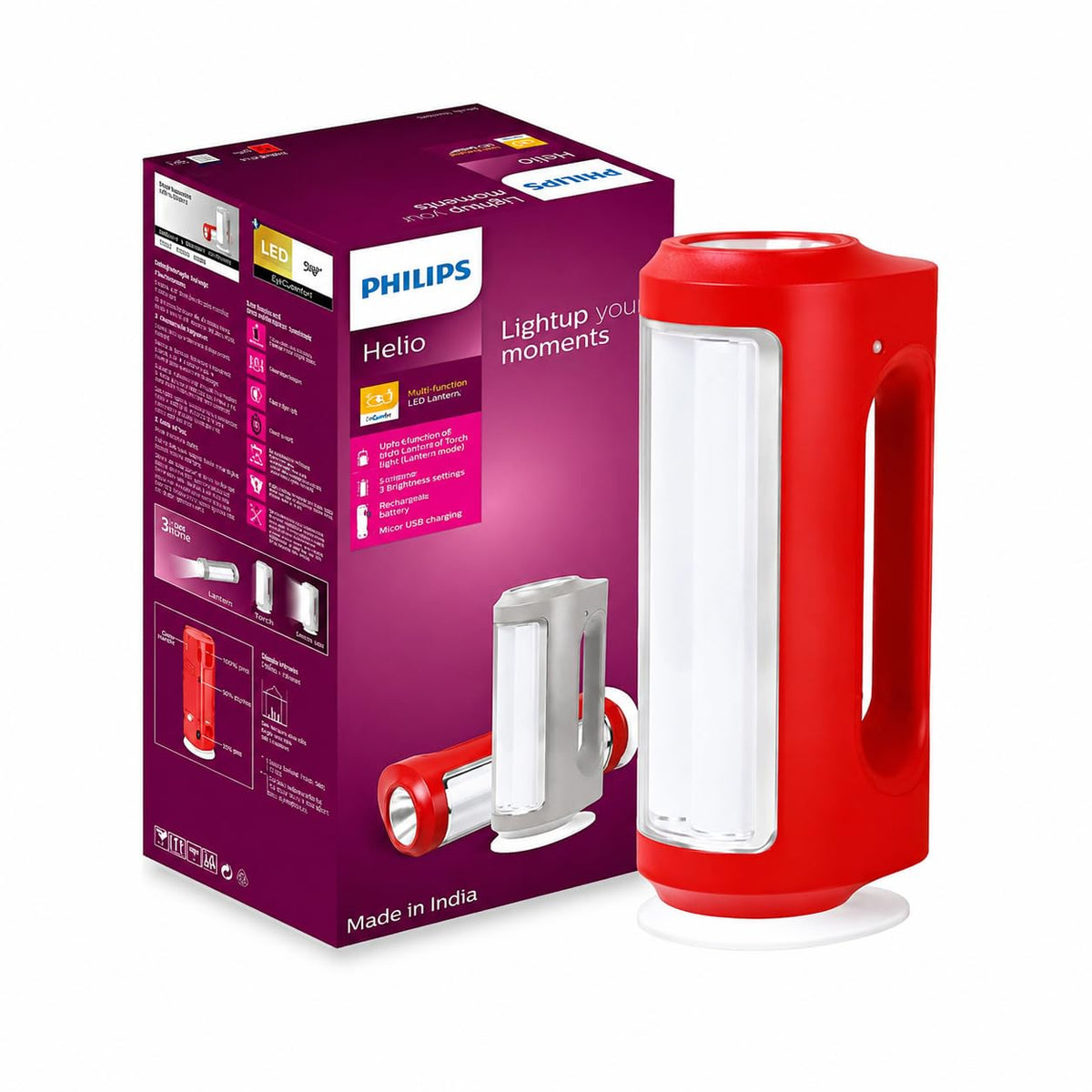 Philips Helio Multi-Functional Emergency Rechargeable LED Lantern (Red, B09JZ1MSF6)