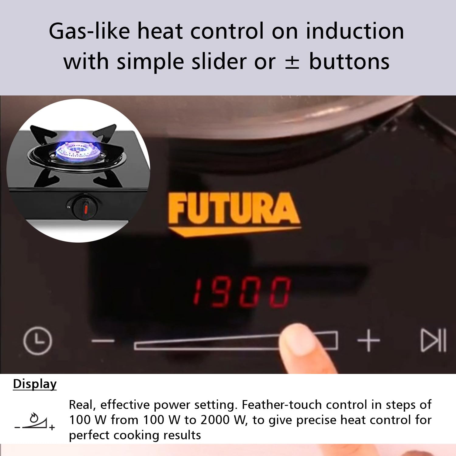 Hawkins Futura Single Induction Hob, 2000-W Cooktop with 20 Power Settings, Precise Time Setting Intervals, Child Lock, Black (FIC1A1)