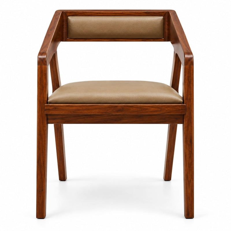 Solid Sheesham Arm Chair Modern Furniture Off Games Wooden High Chair Pu Leather Cushion for Kitchen | Living R
