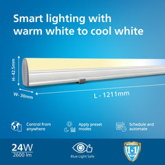 Philips 24-Watt Smart Wi-Fi LED Batten WiZ Connected Wholesale Factory Pack (Pack of 20)