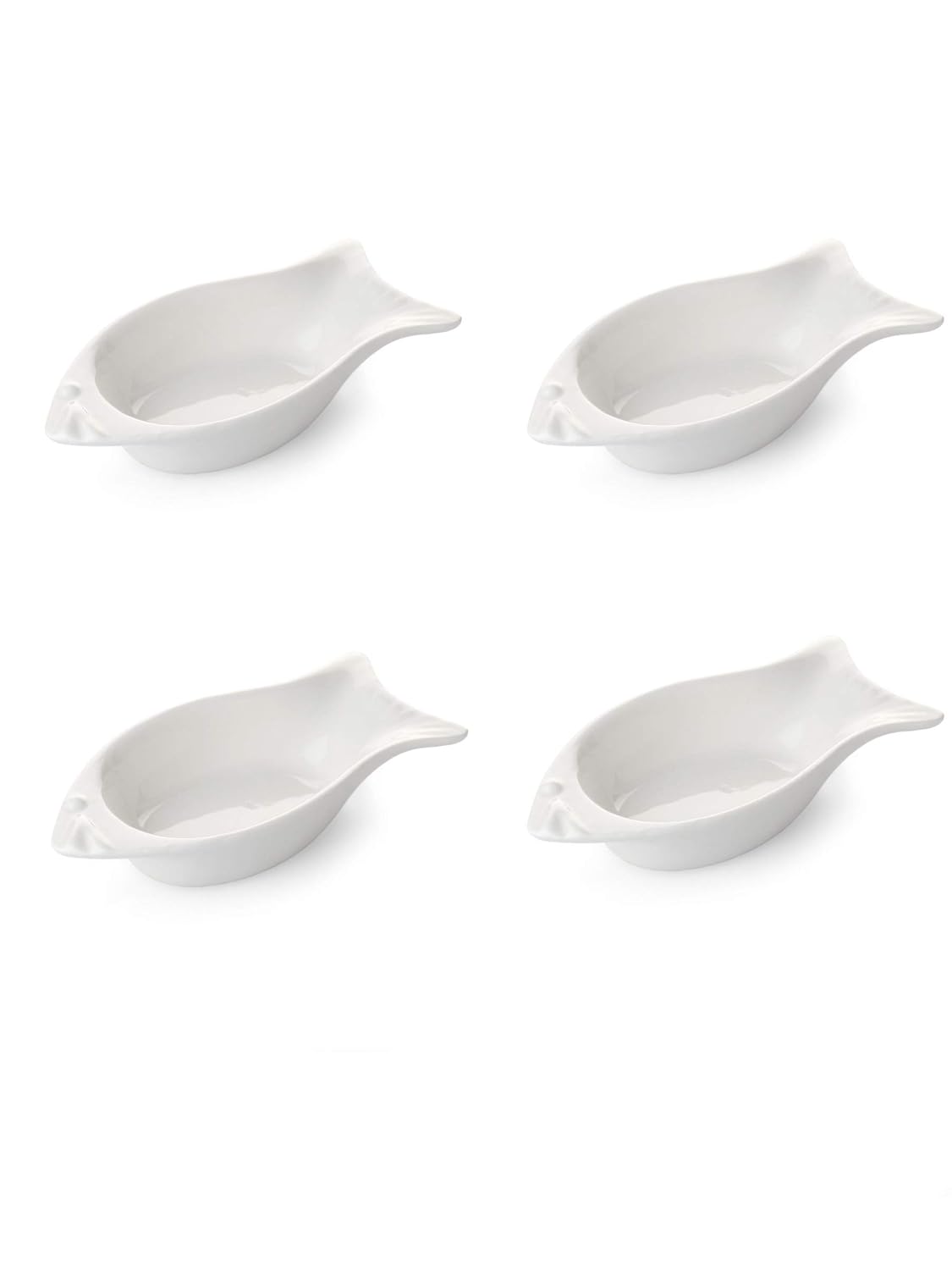 Clay Craft Basics Small and Smart Soy Sauce Dish-Fish Shaped (25ml) Set of 4 Perfect for Modern Kitchen