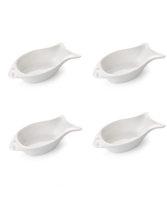 Clay Craft Basics Small and Smart Soy Sauce Dish-Fish Shaped (25ml) Set of 4 Perfect for Modern Kitchen