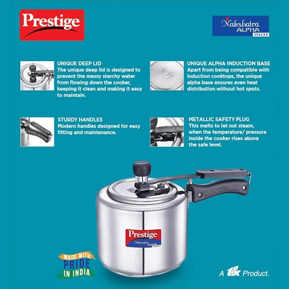 Prestige Svachh, 20245, 3 L, Nakshatra Alpha Straight Wall, With Deep Lid For Spillage Control , 600 milliliters