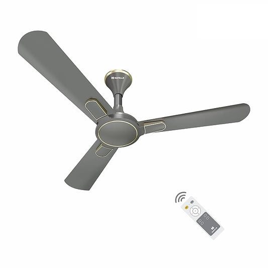 Havells 1200mm Bianca BLDC Motor Ceiling Fan | 5 Star RF Remote, 100% Copper, High Air Delivery, Upto 60% Energy Saving | ECO Active Technology, Flexible Timer Setting | (Pack of 1, Slate)