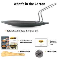 Hawkins Futura 26 cm Tava, Non Stick Tawa with Stainless Steel Handle, Black (NT26)