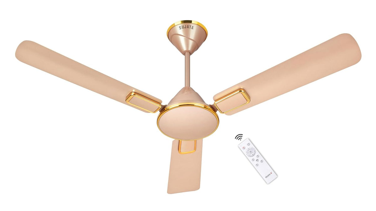 Sujata Impresso BLDC 1200 mm Ceiling Fan with Remote | BEE Star Rated, H-Class Insulation, - Topaz Gold