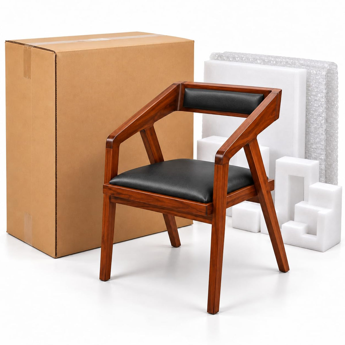 Solid Sheesham Bar Chair Modern Furniture Off Games Wooden High Chair Pu Leather Chair Cushion for Kitchen | Li