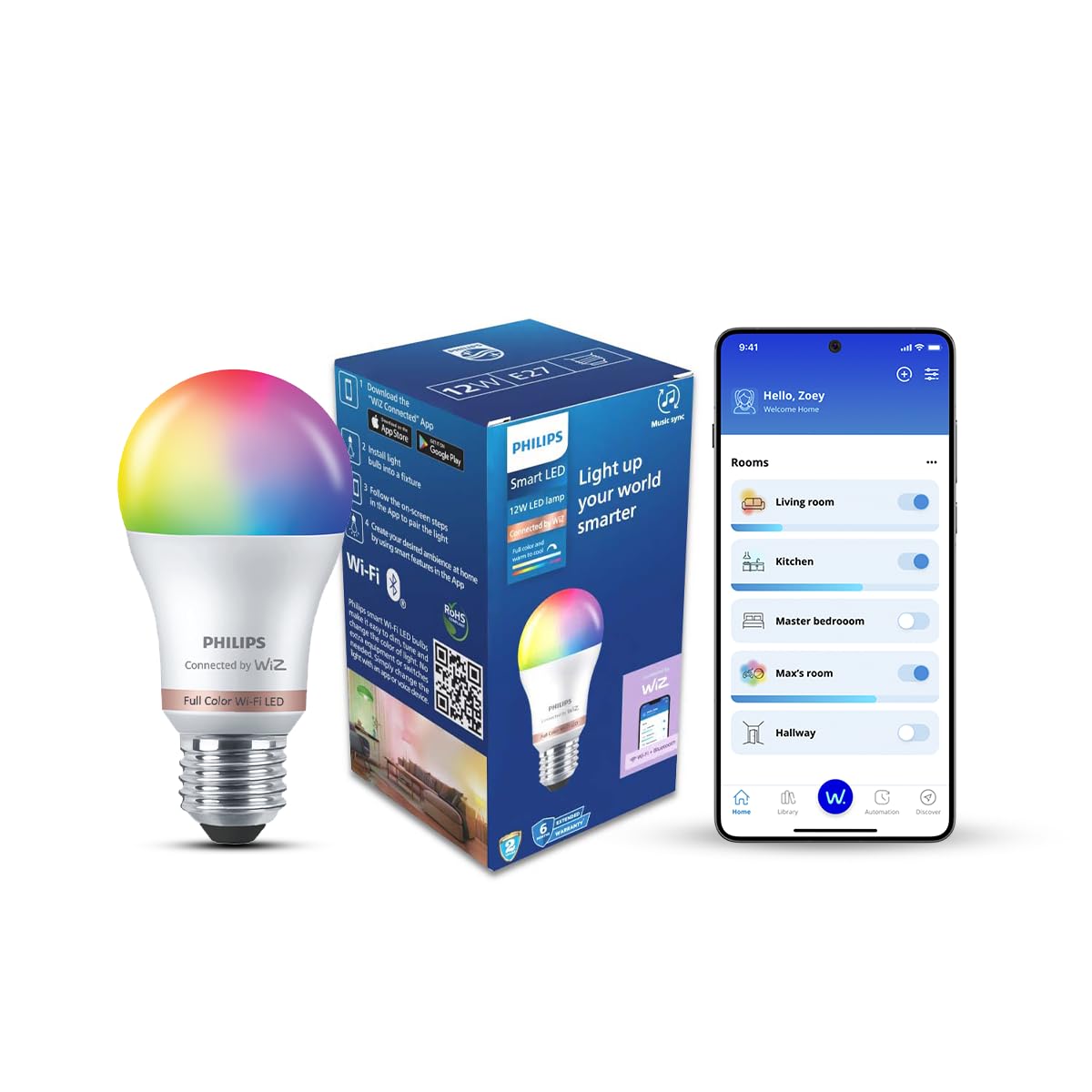 Philips Wiz Wi-Fi Enabled E27 12-Watt LED Smart Bulb