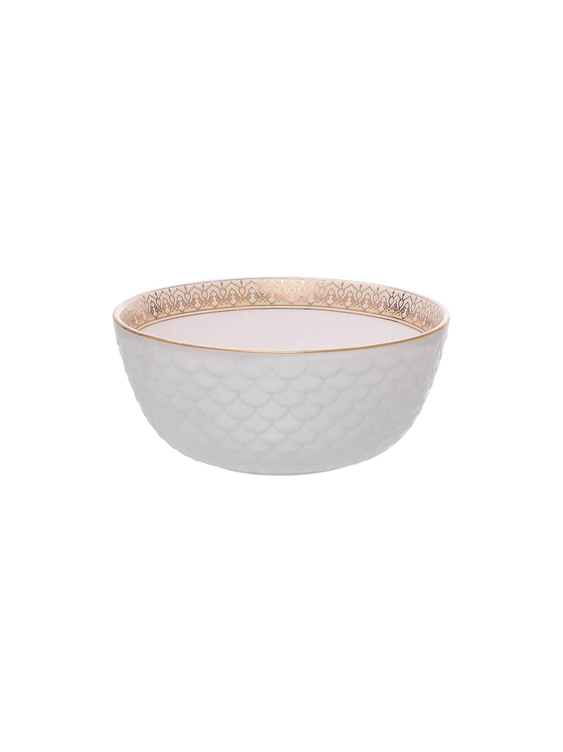 Clay Craft Fine Ceramic Premium Ripple Floral Dinner Set of 40 Pieces, 22K Gold Jaisalmer, for Family of 6, Dinner Set Ceramic, Dining Set for Dinner, Plates and Bowls Set, Crockery Set for Gift