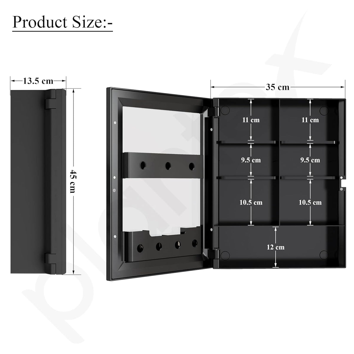 Plantex Bathroom Cabinet with Mirror/ABS Bathroom Storage Cabinet/Wall Mounted Bathroom Cabinet/Mirror with Storage for Bathroom(14x18 Inch, Black)-6