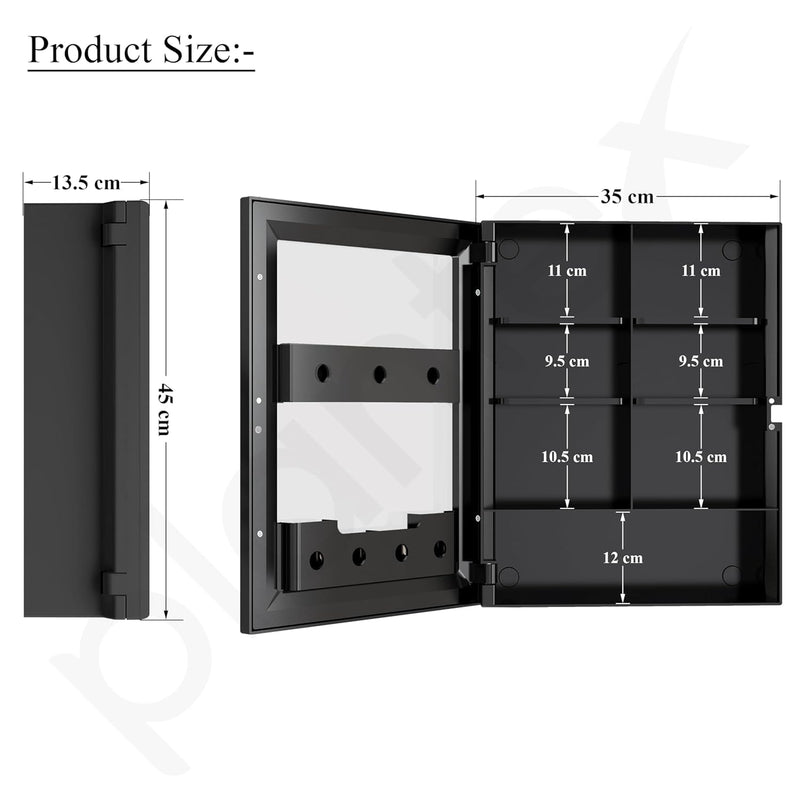 Plantex Bathroom Cabinet with Mirror/ABS Bathroom Storage Cabinet/Wall Mounted Bathroom Cabinet/Mirror with Storage for Bathroom(14x18 Inch, Black)-6