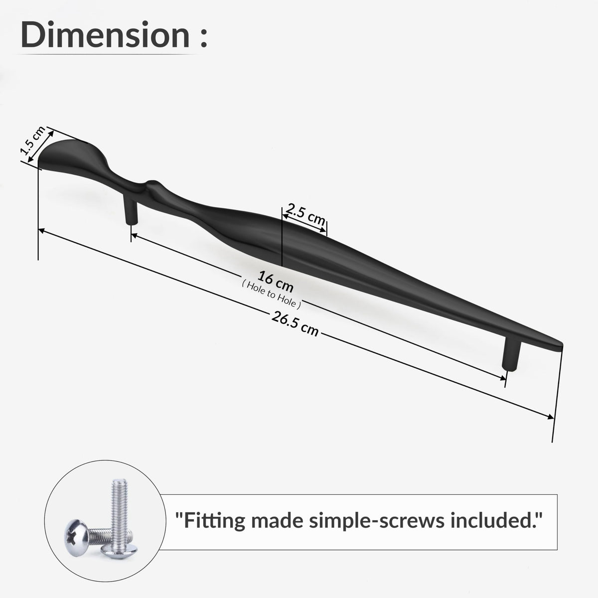 Plantex Cabinet Handle/160mm Handle for Cabinet/Furniture/Door Pull-Push Handle for Home/Office - Pack of 1 (Black)-3
