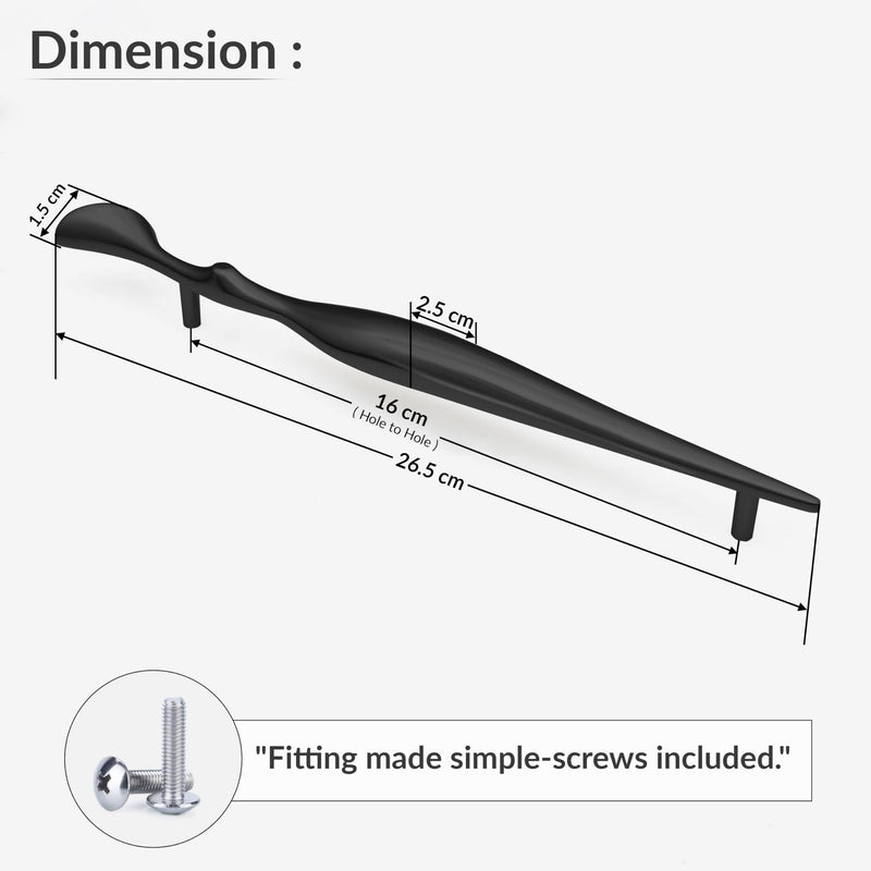 Plantex Cabinet Handle/160mm Handle for Cabinet/Furniture/Door Pull-Push Handle for Home/Office - Pack of 1 (Black)-3