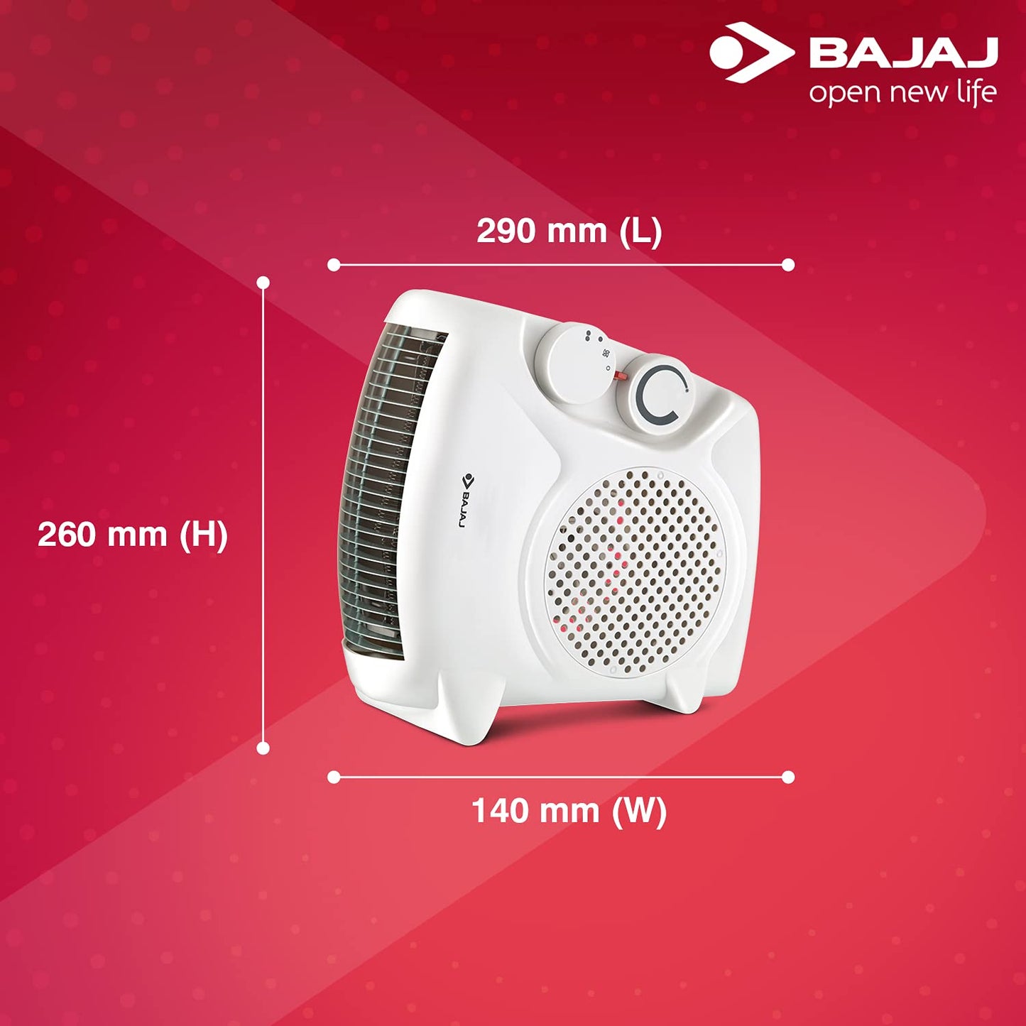 Bajaj Majesty RX10 Room Heater For Home | 2 Heat Settings 1000W/2000 Watts | Triple Safety Assurance | Adjustable Thermostat | Two Way Installation | Heat Convector Room Heater | 2-Yr Warranty 【White】