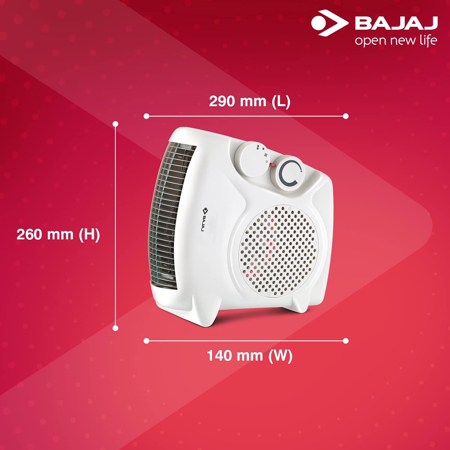 Bajaj Majesty RX10 Room Heater For Home | 2 Heat Settings 1000W/2000 Watts | Triple Safety Assurance | Adjustable Thermostat | Two Way Installation | Heat Convector Room Heater | 2-Yr Warranty 【White】