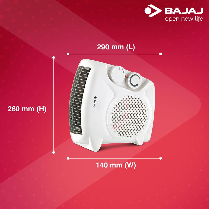 Bajaj Majesty RX10 Room Heater For Home | 2 Heat Settings 1000W/2000 Watts | Triple Safety Assurance | Adjustable Thermostat | Two Way Installation | Heat Convector Room Heater | 2-Yr Warranty 【White】