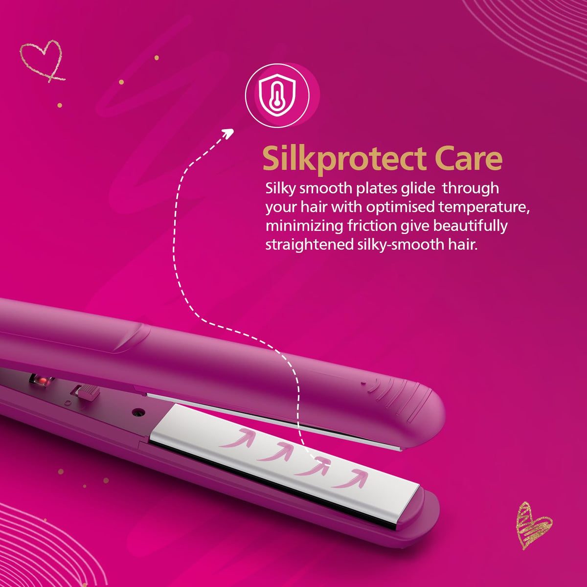 Philips Hair Straightener, Long-Lasting Salon like Results, Frizz Control,Shine (BHS252/00)
