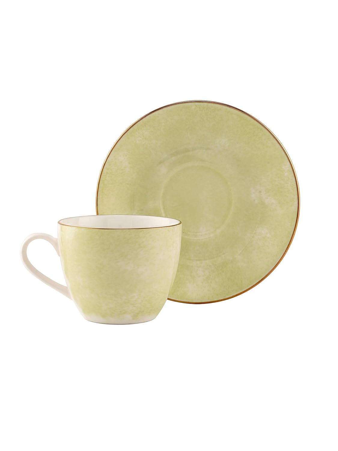 Clay Craft Fine Ceramic Paradise Cup & Saucer Set for Tea/Coffee of 12 (6 Cups + 6 Saucers) - 180 ml Each (Cream)