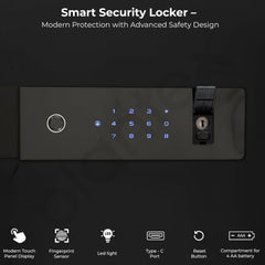Plantex Safe Locker for Home/55 litre Safety Locker Box with Biometric Fingerprint, Touchscreen & Emergency Key/Tijori with External Power Backup - (Black)-6