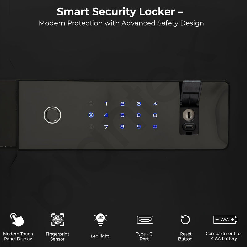 Plantex Safe Locker for Home/55 litre Safety Locker Box with Biometric Fingerprint, Touchscreen & Emergency Key/Tijori with External Power Backup - (Black)-6