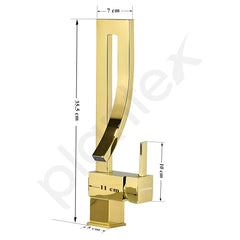 Plantex Brass Wash Basin Tap/Pillar Tap for Wash Basin/Sink Tap for Kitchen Basin with Hot and Cold Connection Pipes -(Gold)-3