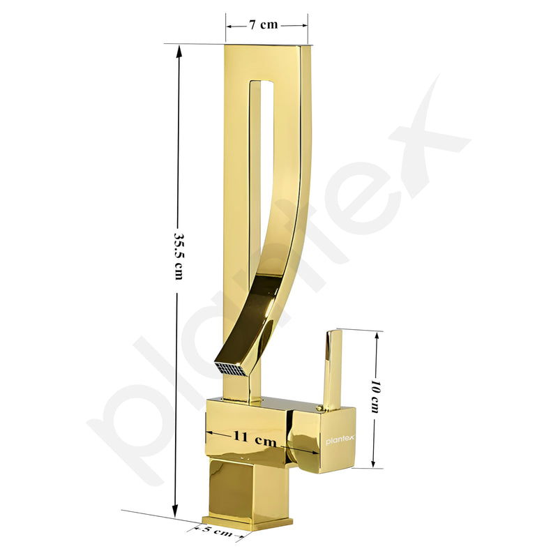 Plantex Brass Wash Basin Tap/Pillar Tap for Wash Basin/Sink Tap for Kitchen Basin with Hot and Cold Connection Pipes -(Gold)-3