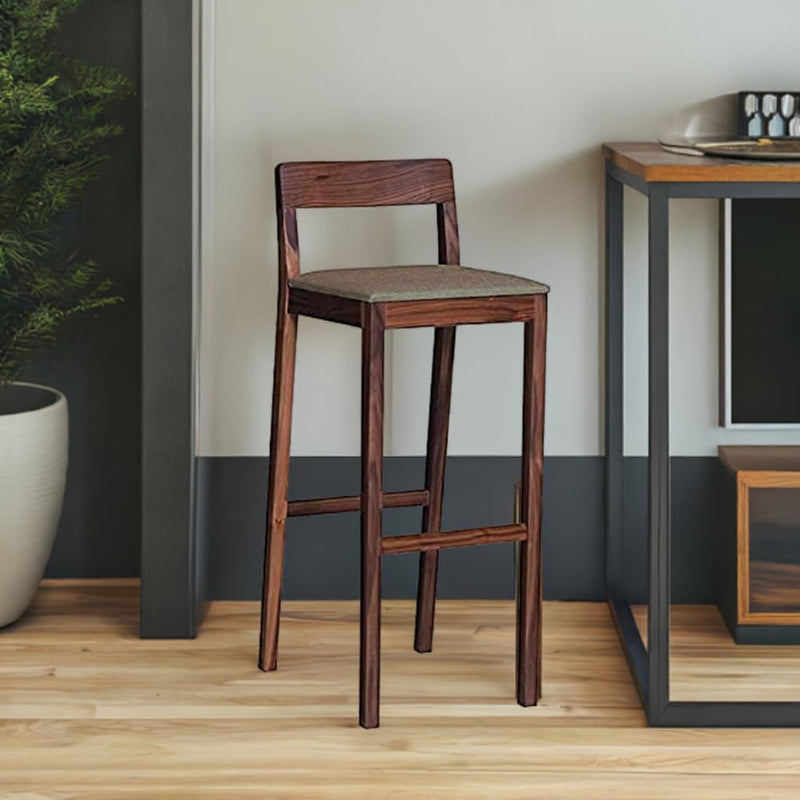 Elegant Sheesham Wood Bar Chair - Durable, Handcrafted, Comfortable Seating with Footrest, Ideal for Home Bar, 