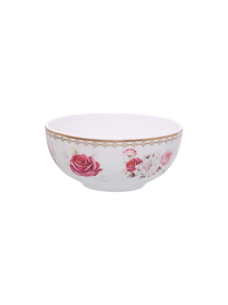 Clay Craft - Urmi Dinner Set of 18 Pieces, Rose Garden 22k Gold, for Family of 6, Dinner Set Ceramic, Crockery Set, Dining Set for Dinner, Plates and Bowls Set, Crockery Set for Gift