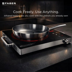 Faber 2200W Infrared Cooktop Stove| High Gloss Glass Finish| Digital Display| 4 Preset Cooking Modes| Touch Control| SS 