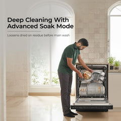 Midea 13 Place Setting Freestanding Dishwasher, 7 Wash Programs, Intensive 70°C, Glass Care Mode (MDWPF1301F(B) IN, ECO & Rapid Wash, Fully Automatic, Suitable for Indian Kitchen)