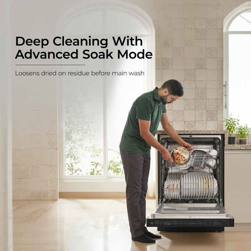 Midea 13 Place Setting Freestanding Dishwasher, 7 Wash Programs, Intensive 70°C, Glass Care Mode (MDWPF1301F(B) IN, ECO & Rapid Wash, Fully Automatic, Suitable for Indian Kitchen)