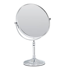 Plantex Premium Brass Magnifying Mirror/Dual Side Makeup Mirror with 5x/1x Magnification/Tabletop Vanity Hand Mirrors Stand (8 Inch-Chrome/Tabletop)-1