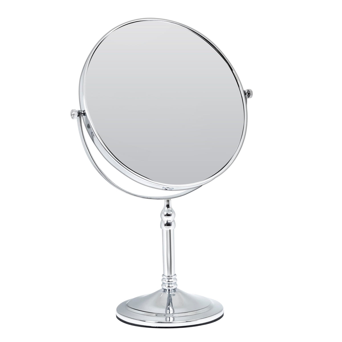 Plantex Premium Brass Magnifying Mirror/Dual Side Makeup Mirror with 5x/1x Magnification/Tabletop Vanity Hand Mirrors Stand (8 Inch-Chrome/Tabletop)