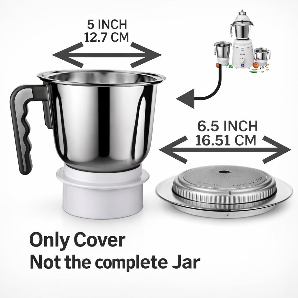 Flat Jar Lid (1000 ml Medium Steel Jar) | Compatible with Sujata Mixer Grinder