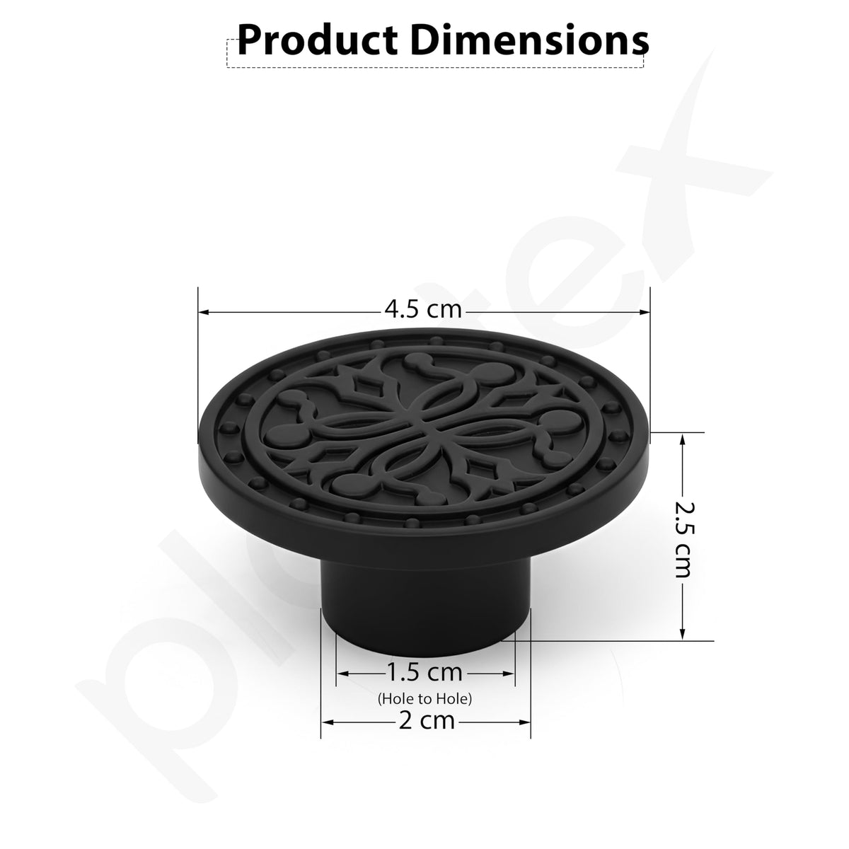Plantex Knobs for Drawer/Round Drawer Knobs/Knobs for Cabinets/Pull-Push Knobs for Kitchen/Bedroom Drawer - Pack of 3 (DTK-301, Black)-2