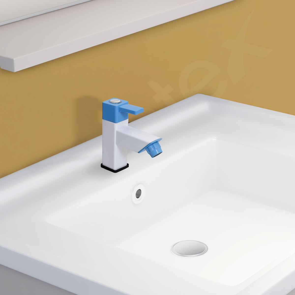 Plantex PTMT ES-113 Single Lever Pillar Painted Tap For Wash Basin With Plastic Wall Flange/Bathroom Water Tap (Blue & White)-2