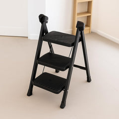 HOUZA Steel Ladder for Home 3 Steps Foldable with Anti-Skid Wide Steps (30cm x 20cm) | 3 Step Ladder for Home Use with D-Shape Rods | Secure Lock | 150 Kg Capacity Folding Ladder | 5 Year Warranty