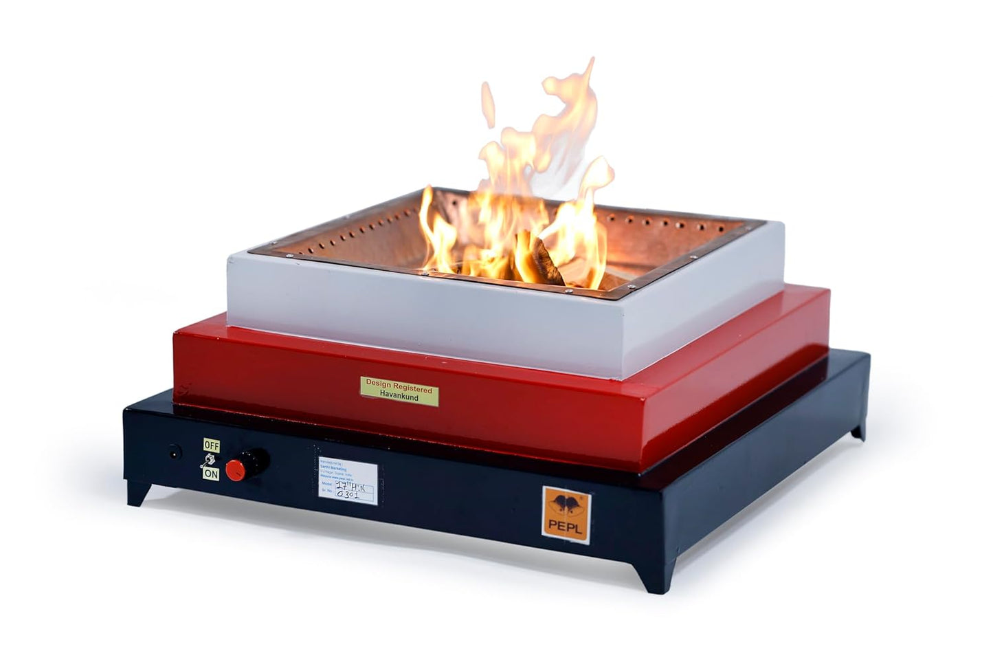 PEPL Mild Steel Smokeless 17" Diagonal Eco Friendly Pollution Free Havan Kund - Large , 17 Inch, Mild steel