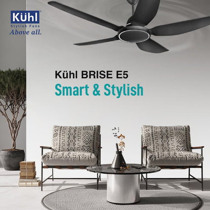 KUHL Brise E5 1320mm Stylish Power Saving BLDC Ceiling Fan with Remote |30 W | 5 Star | Low Noise | IoT- operates via Mobile & Alexa | Reverse Mode |5 Yrs Warranty on Motor | Free Installation | Black