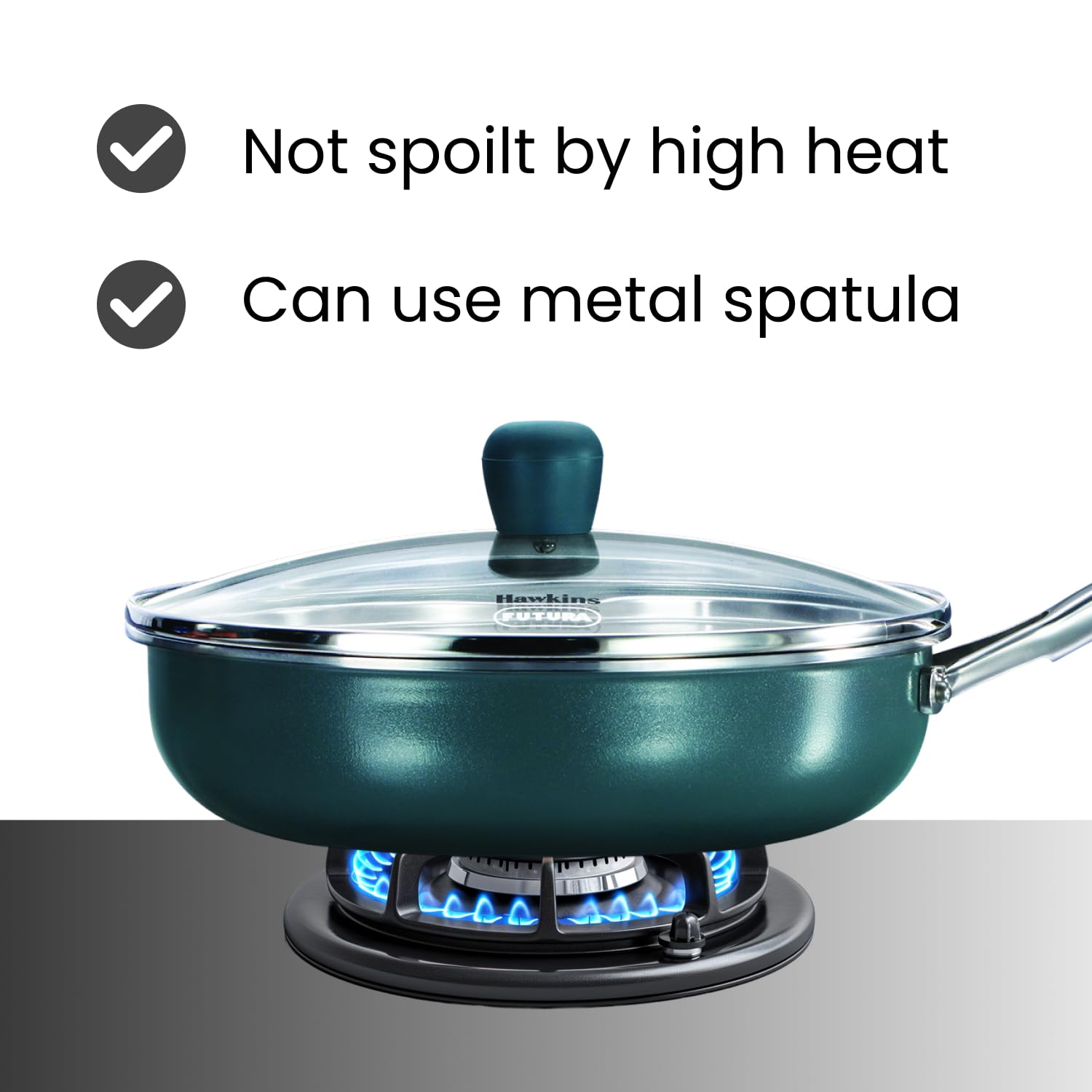 Hawkins Olive Pro 22 cm Frying Pan, Triply Stainless Steel Fry Pan with Stainless Steel Handle and Stainless Steel Lid, Green (POSF22G)