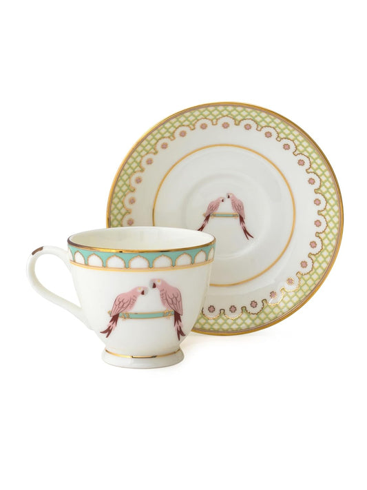 Clay Craft Fine Ceramic Cup & Saucer Set of 12-6 Cups & 6 Saucers - 180 ml Each (King Velvet RV905)